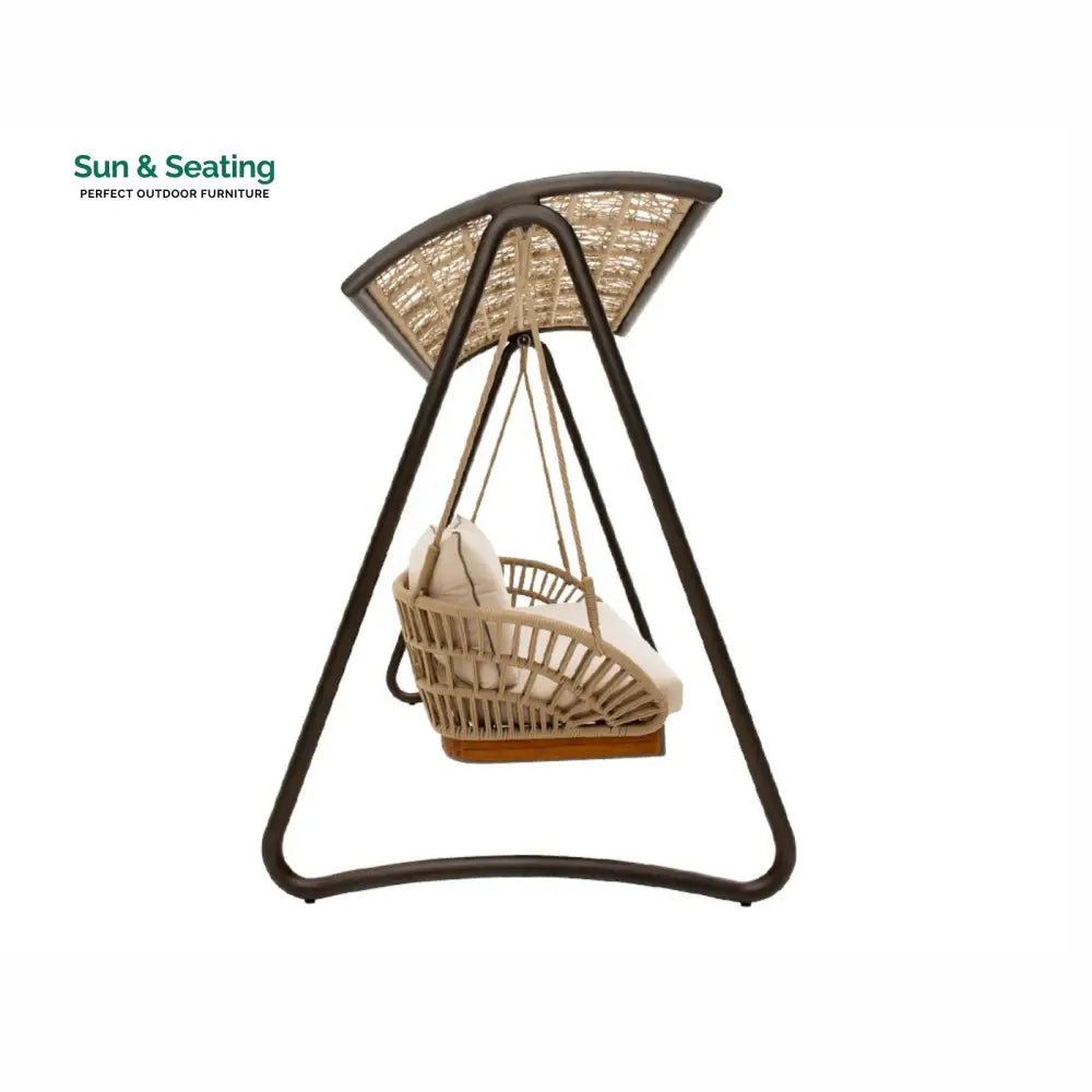 Iñes Double Seater Hanging Swing With Stand For Balcony Garden Swing (Honey) Braided &amp; Rope Swings