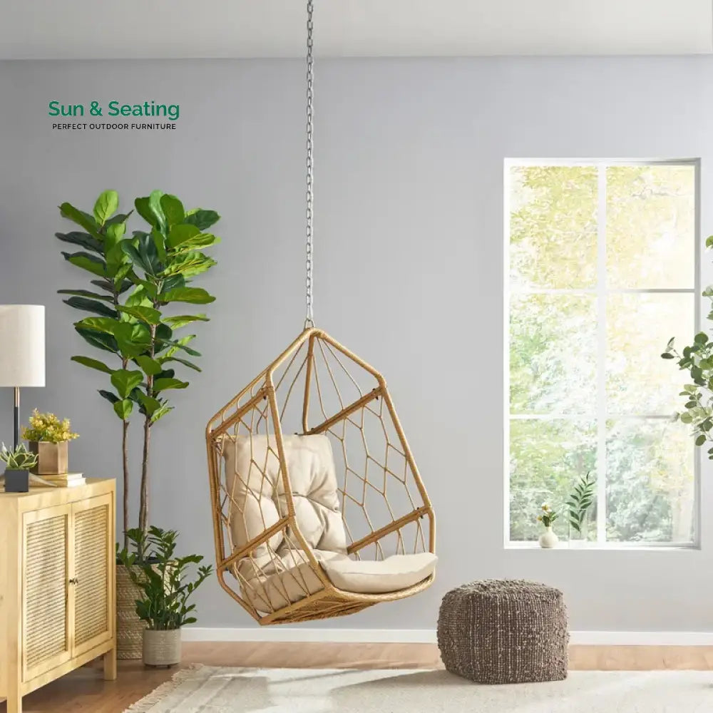 Ines Single Seater Hanging Swing Without Stand For Balcony Garden Swing (Honey) Swings