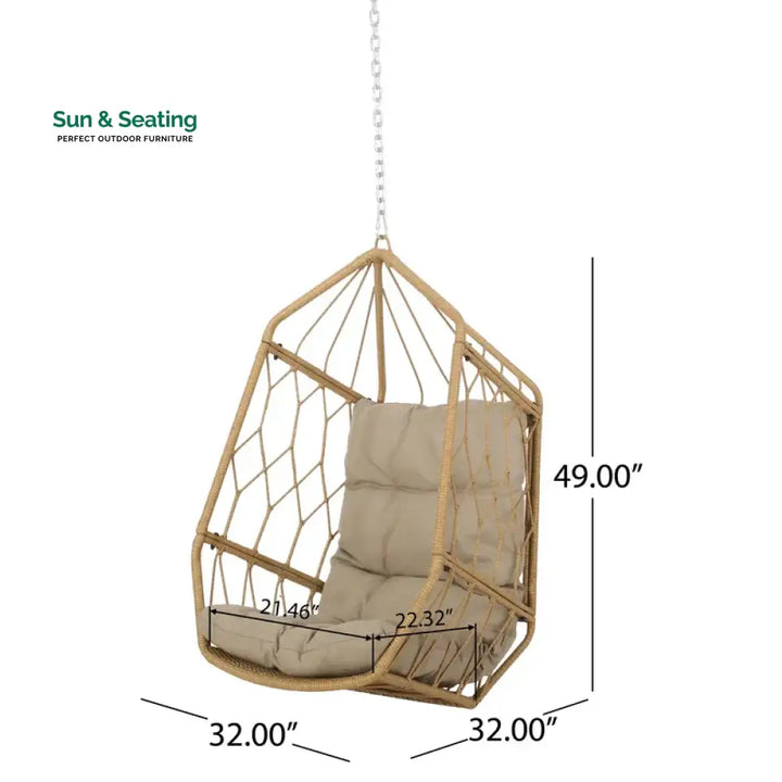 Ines Single Seater Hanging Swing Without Stand For Balcony Garden Swing (Honey) Swings