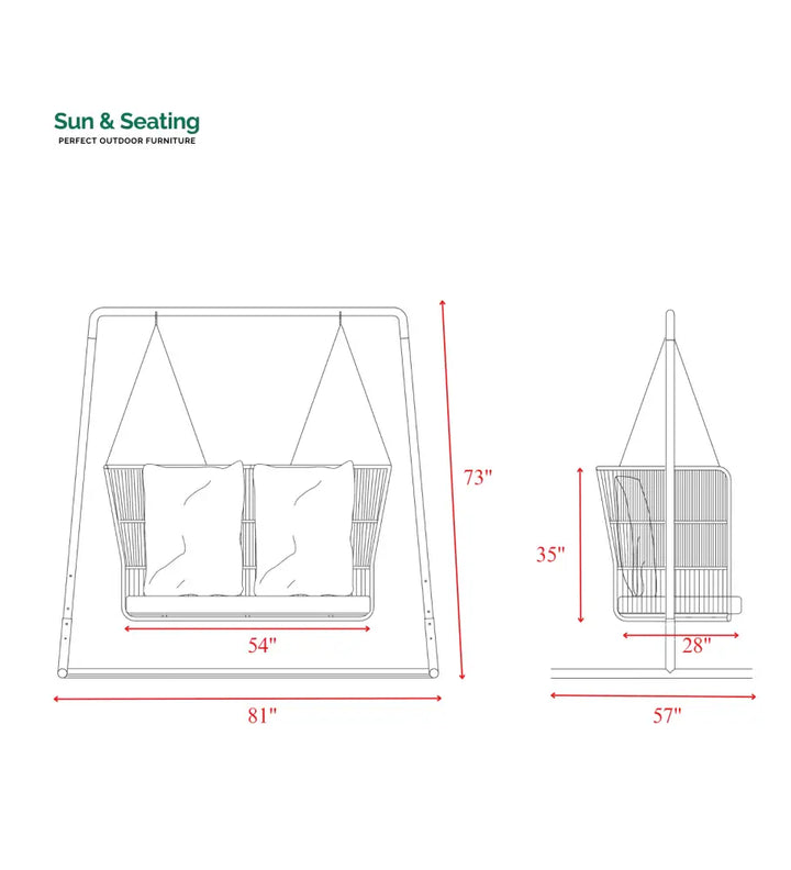 Inga Double Seater Hanging Swing With Stand For Balcony Garden Swing (Grey) Braided &amp; Rope Swings