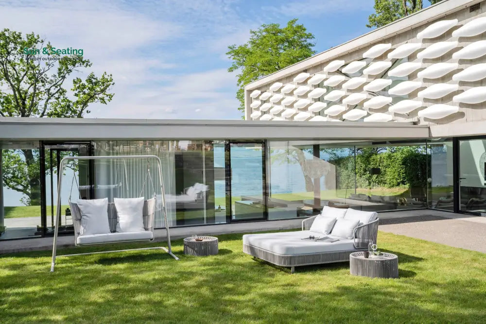 Inga Double Seater Hanging Swing With Stand For Balcony Garden Swing (Grey) Braided & Rope Swings