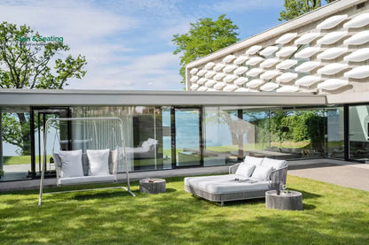 Inga Double Seater Hanging Swing With Stand For Balcony Garden Swing (Grey) Braided & Rope Swings