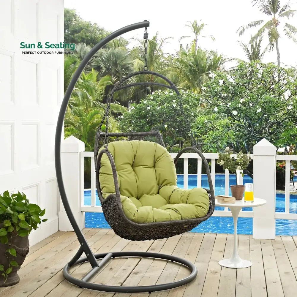 Ireti Outdoor Rattan Wicker Hanging Swing Chair with Cushion Swing