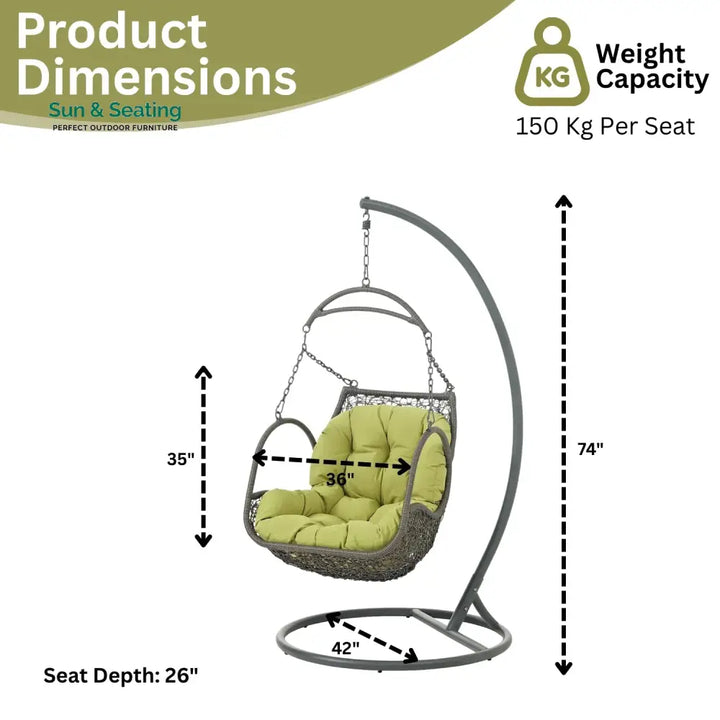 Ireti Outdoor Rattan Wicker Hanging Swing Chair with Cushion Swing