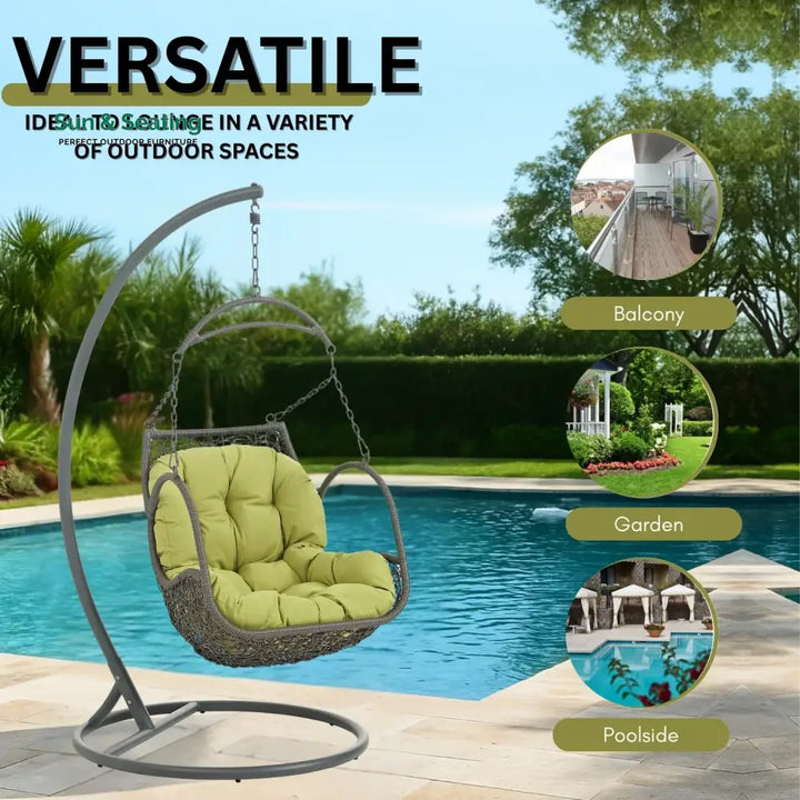 Ireti Outdoor Rattan Wicker Hanging Swing Chair with Cushion Swing