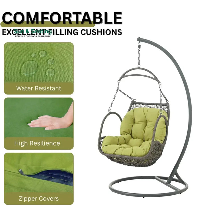 Ireti Outdoor Rattan Wicker Hanging Swing Chair with Cushion Swing