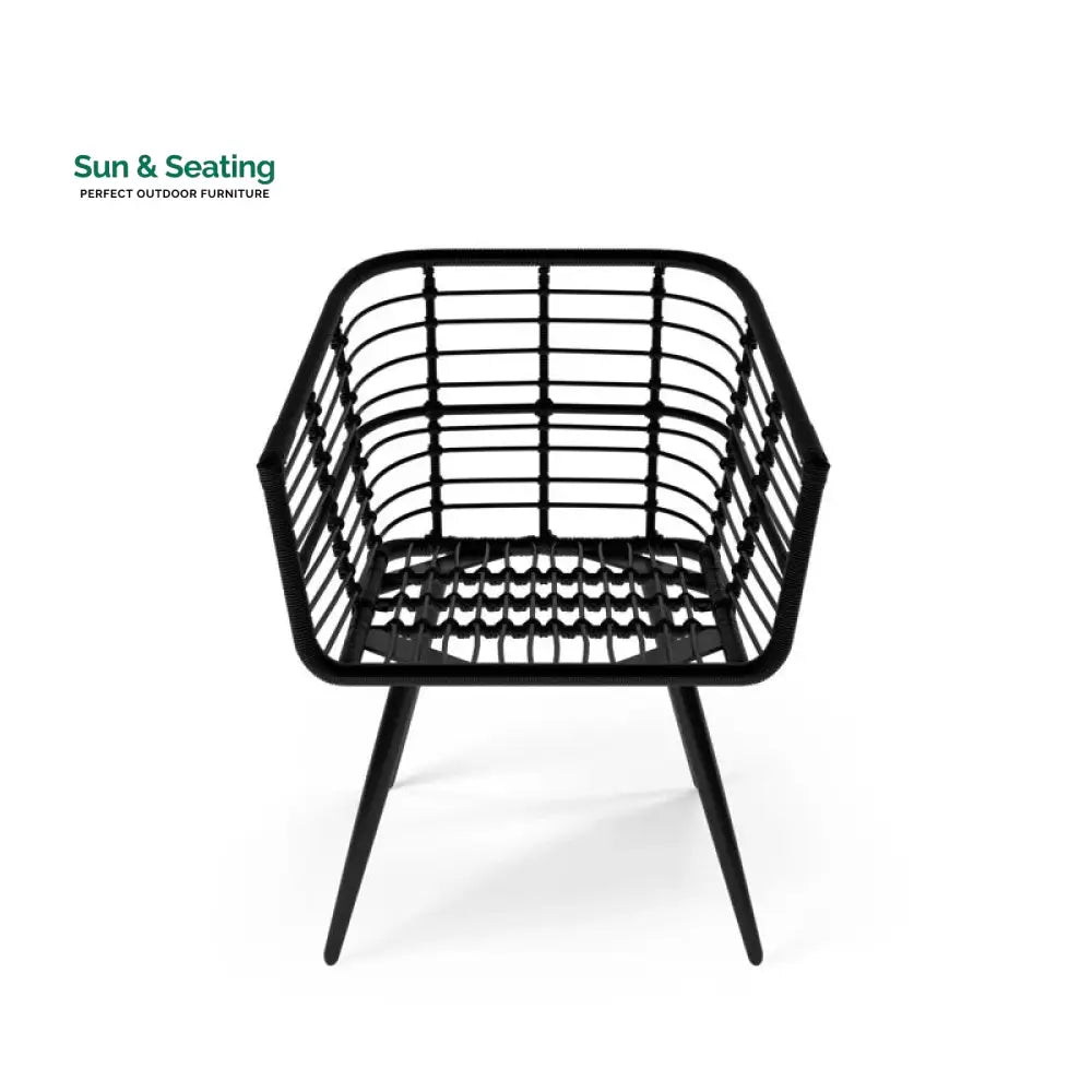 Irix Outdoor Patio Seating Set 2 Chairs and 1 Table Set (Black + White) Coffee Table Sets