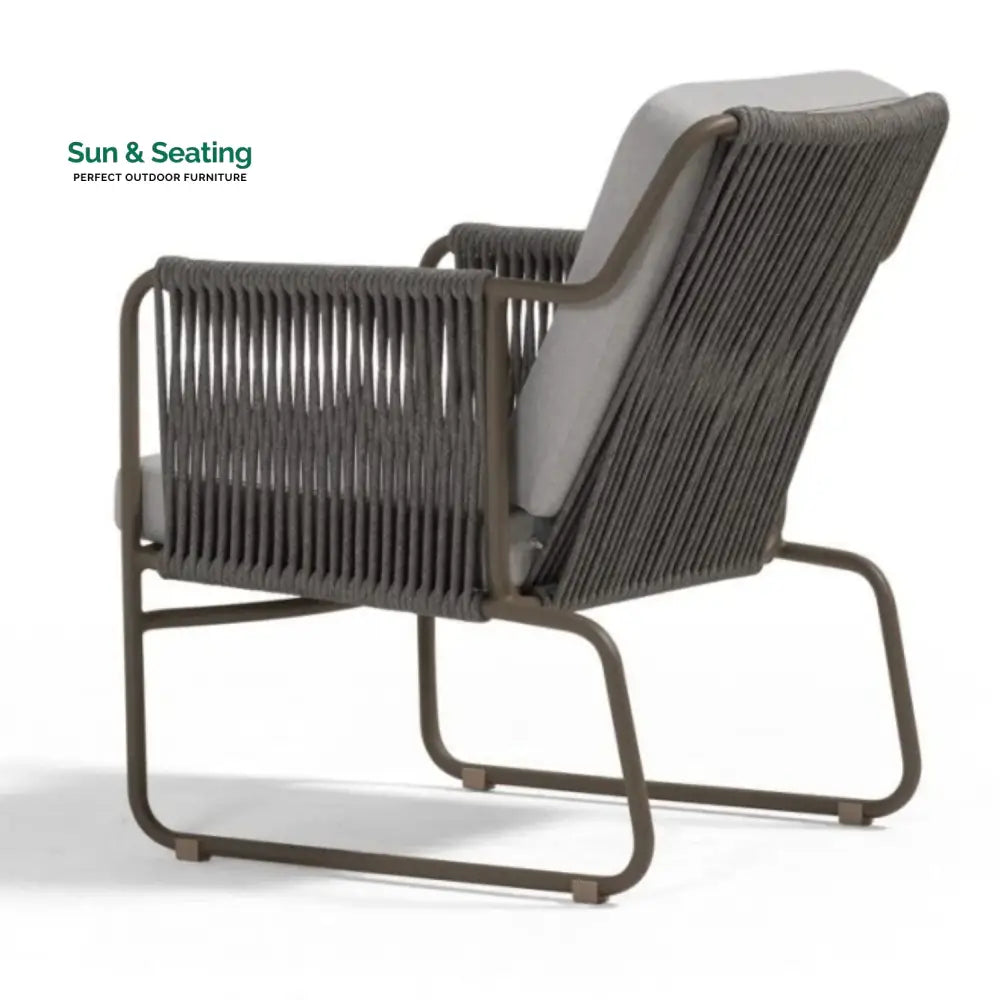 Isabeau Outdoor Rope Loveseat Sofa Set With Wooden Top Table Sofa Set