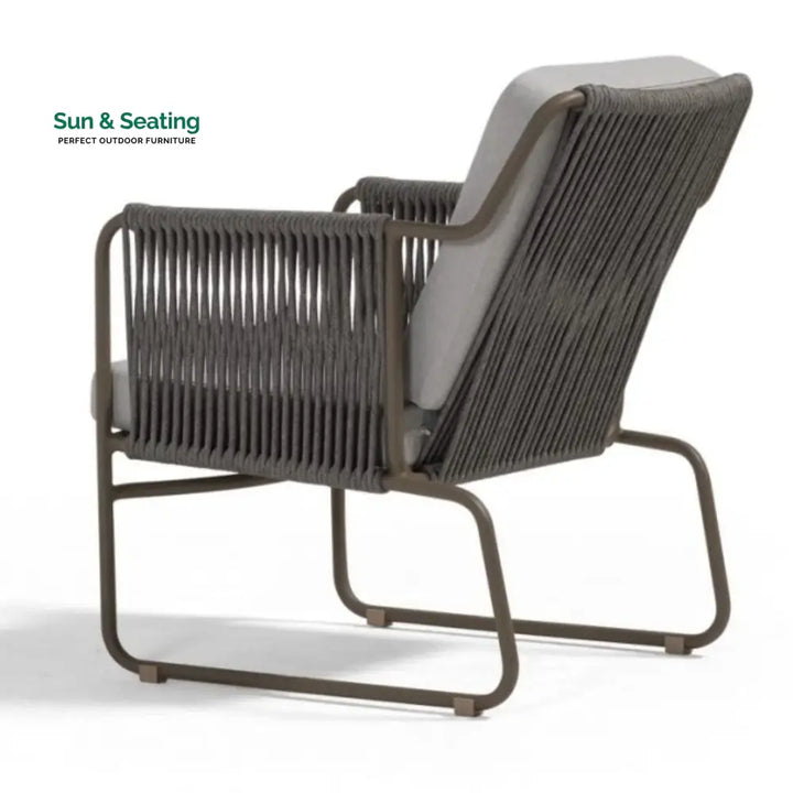Isabeau Outdoor Rope Loveseat Sofa Set With Wooden Top Table Sofa Set