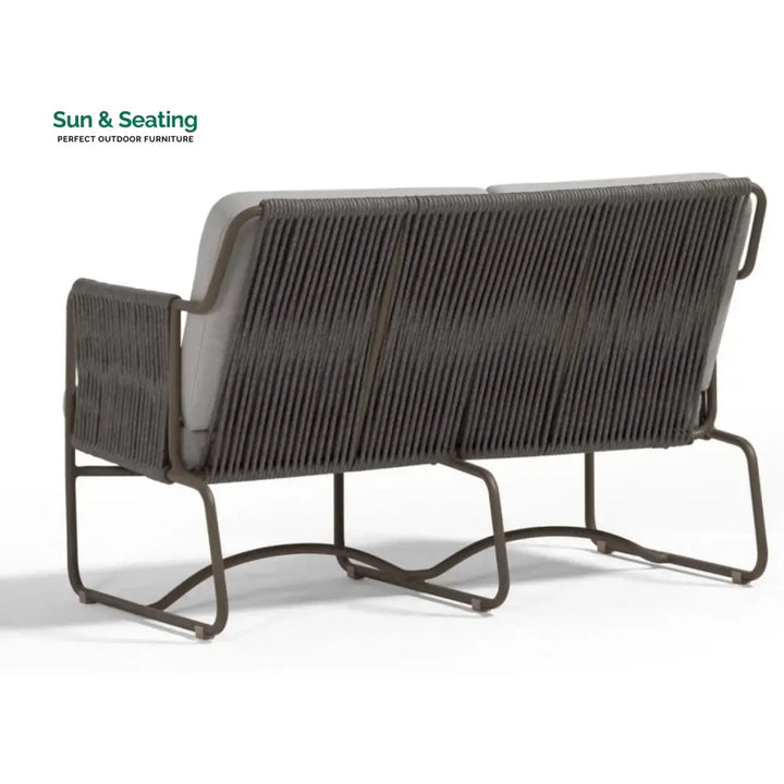 Isabeau Outdoor Rope Loveseat Sofa Set With Wooden Top Table Sofa Set