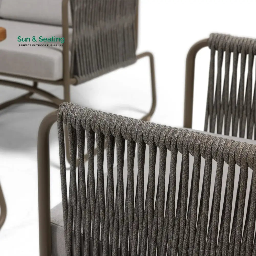 Isabeau Outdoor Rope Loveseat Sofa Set With Wooden Top Table Sofa Set