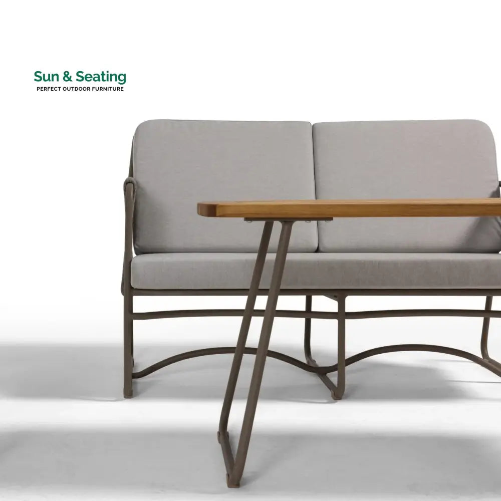 Isabeau Outdoor Rope Loveseat Sofa Set With Wooden Top Table Sofa Set