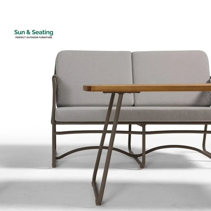 Isabeau Outdoor Rope Loveseat Sofa Set With Wooden Top Table Sofa Set