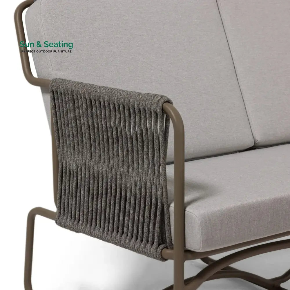 Isabeau Outdoor Rope Loveseat Sofa Set With Wooden Top Table Sofa Set