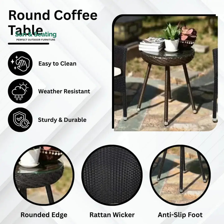 Ishani 3-Piece Outdoor Rattan Wicker Patio Set Patio Set