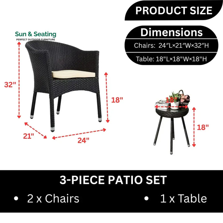 Ishani 3-Piece Outdoor Rattan Wicker Patio Set Patio Set