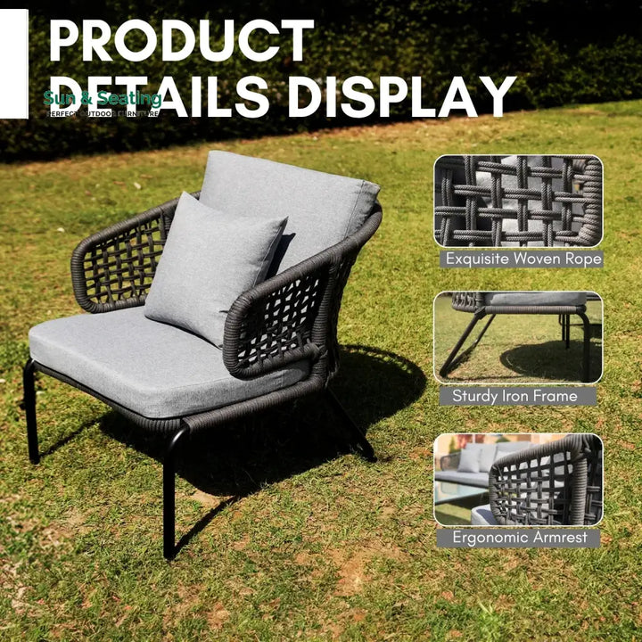 Ishira Outdoor 5 Seater Rope Conversation Sofa Set Sofa Set