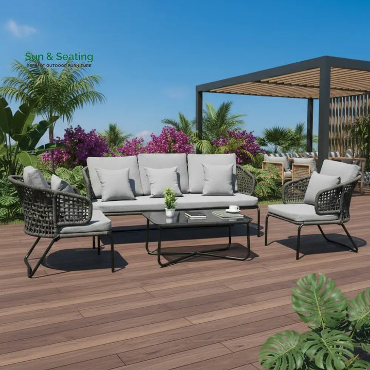 Ishira Outdoor 5 Seater Rope Conversation Sofa Set Sofa Set