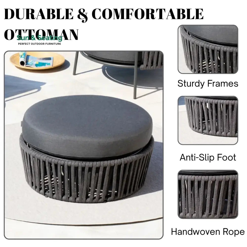 Ishvika Round Outdoor Rope Footstool Footrest