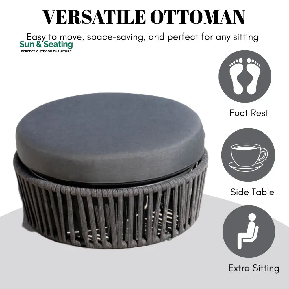 Ishvika Round Outdoor Rope Footstool Footrest