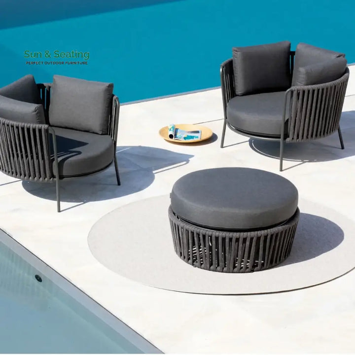 Ishvika Round Outdoor Rope Footstool Footrest