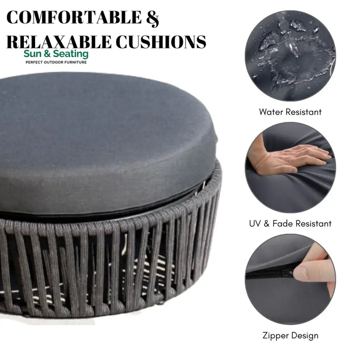 Ishvika Round Outdoor Rope Footstool Footrest
