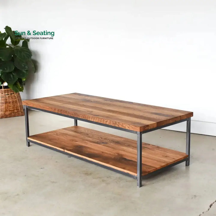 Isla Laila 2-Tier Natural Wood Top Center Table Center Table