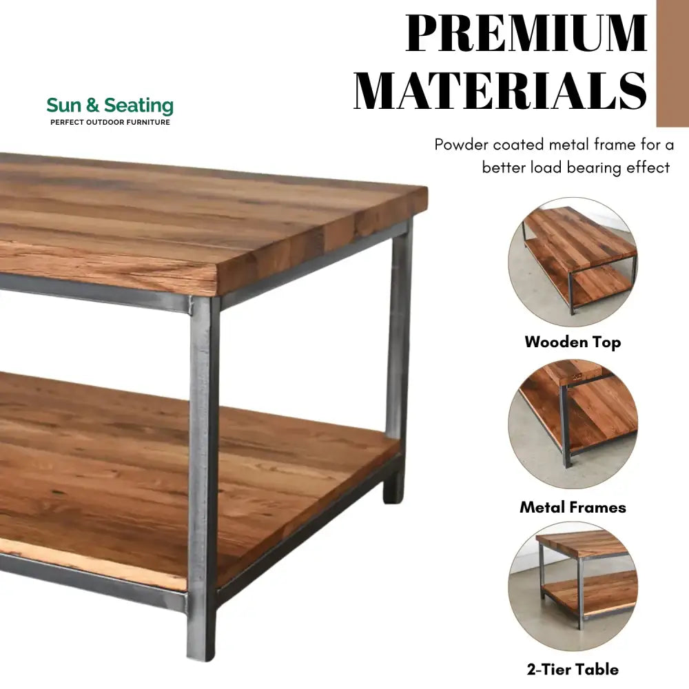 Isla Laila 2-Tier Natural Wood Top Center Table Center Table