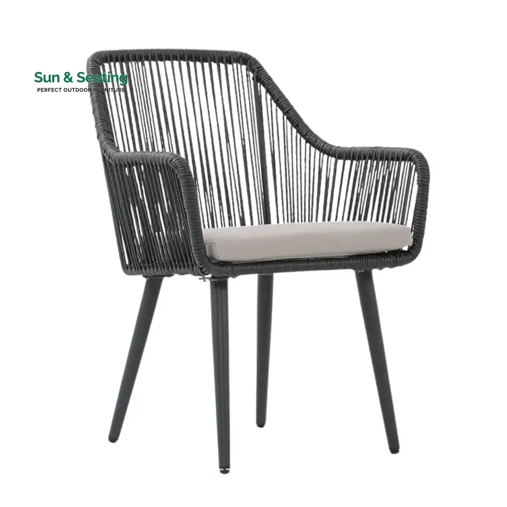 Isolde 5-Piece Outdoor Rope Patio Dining Set With Glass Top Table Dining Set