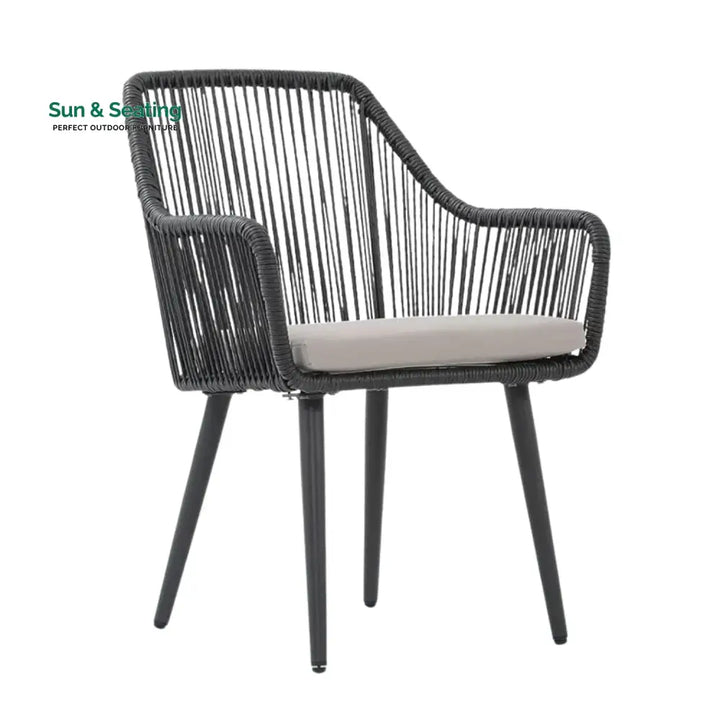 Isolde 5-Piece Outdoor Rope Patio Dining Set With Glass Top Table Dining Set