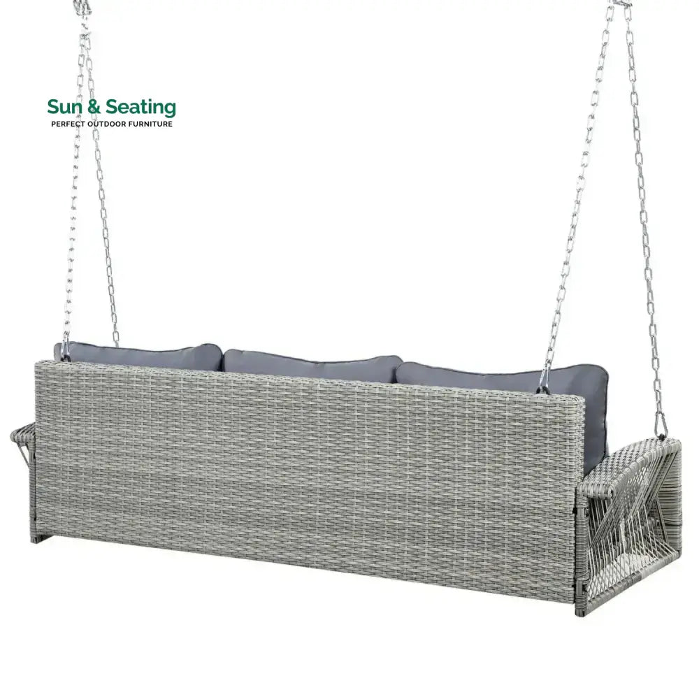 Isolde Outdoor Large HDPE Wicker 3-Person Porch Swing Swing