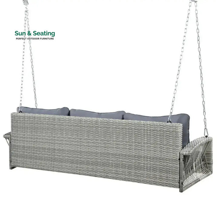 Isolde Outdoor Large HDPE Wicker 3-Person Porch Swing Swing