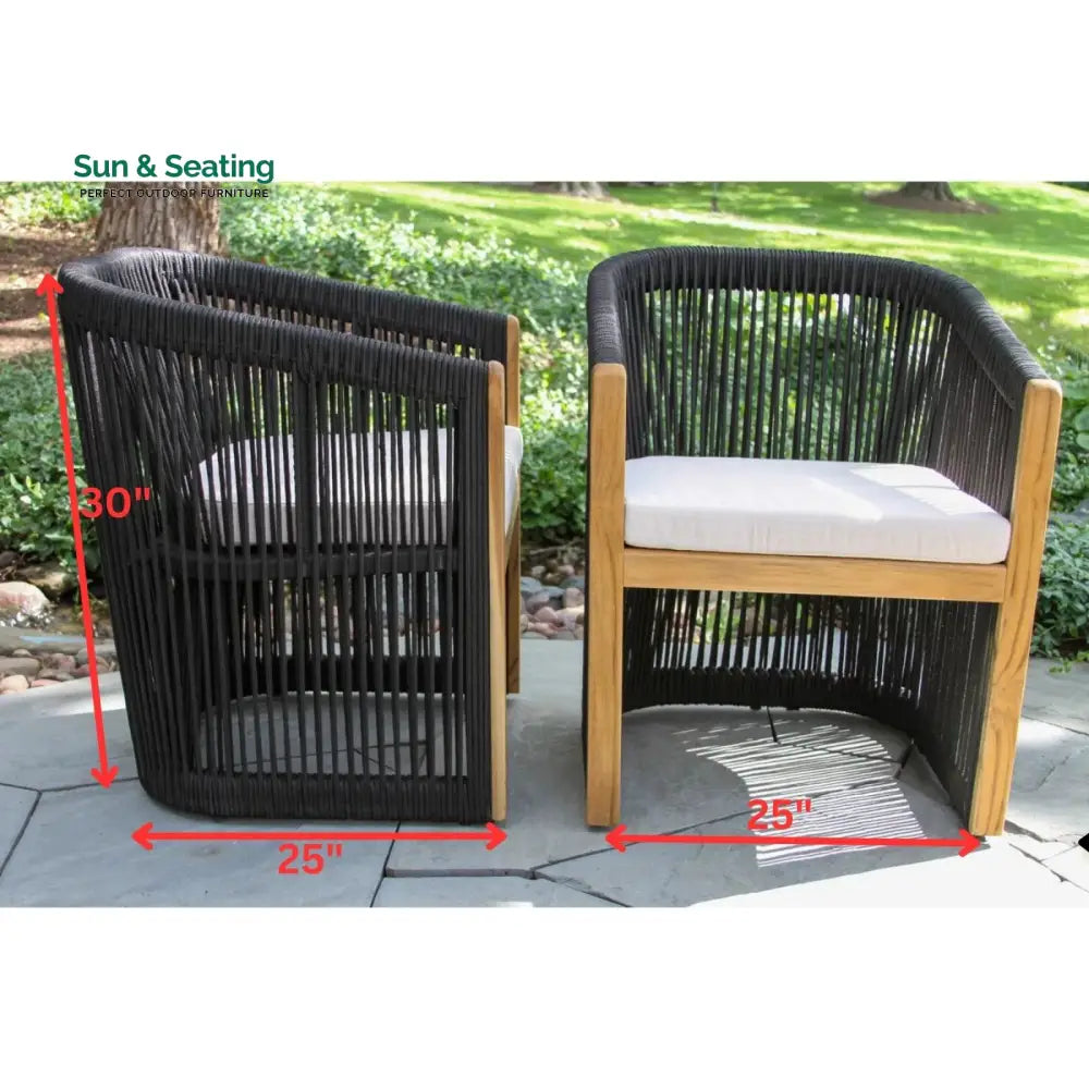 Issoro Outdoor Garden Patio Dining Set 4 Chairs and 1 Table Set (Black) Braided & Rope Dining sets