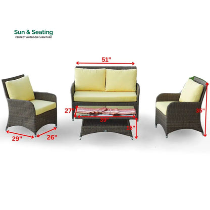 Italo Outdoor Sofa Set 2 Seater 2 Single seater and 1 Center Table (Brown) Sofa Sets