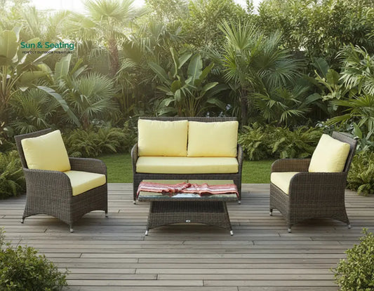 Italo Outdoor Sofa Set 2 Seater 2 Single seater and 1 Center Table (Brown) Sofa Sets