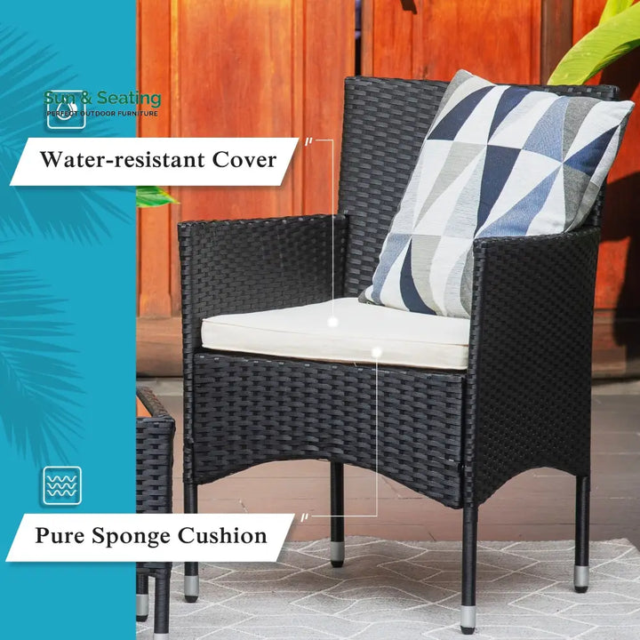 Itlaye Outdoor Patio Seating Set 2 Chairs and 1 Table Set (Black) Coffee Table Sets