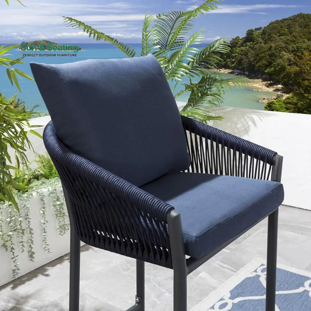 Ivette Outdoor Patio Bar Chair 4 Chairs For Balcony Braided &amp; Rope Bar Sets