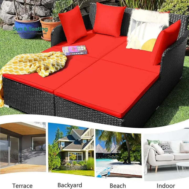 Jacinta Outdoor Patio Double Seater Daybed For Garden Poolside Daybed