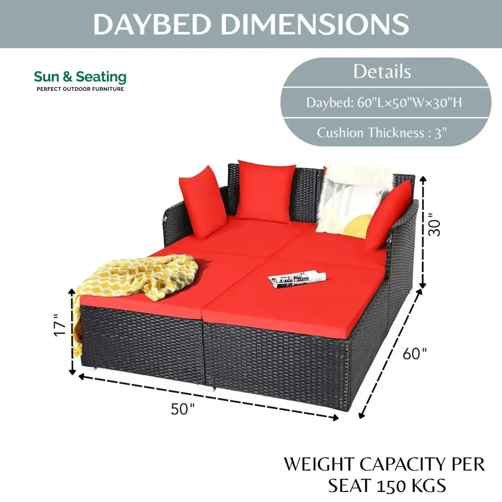 Jacinta Outdoor Patio Double Seater Daybed For Garden Poolside Daybed