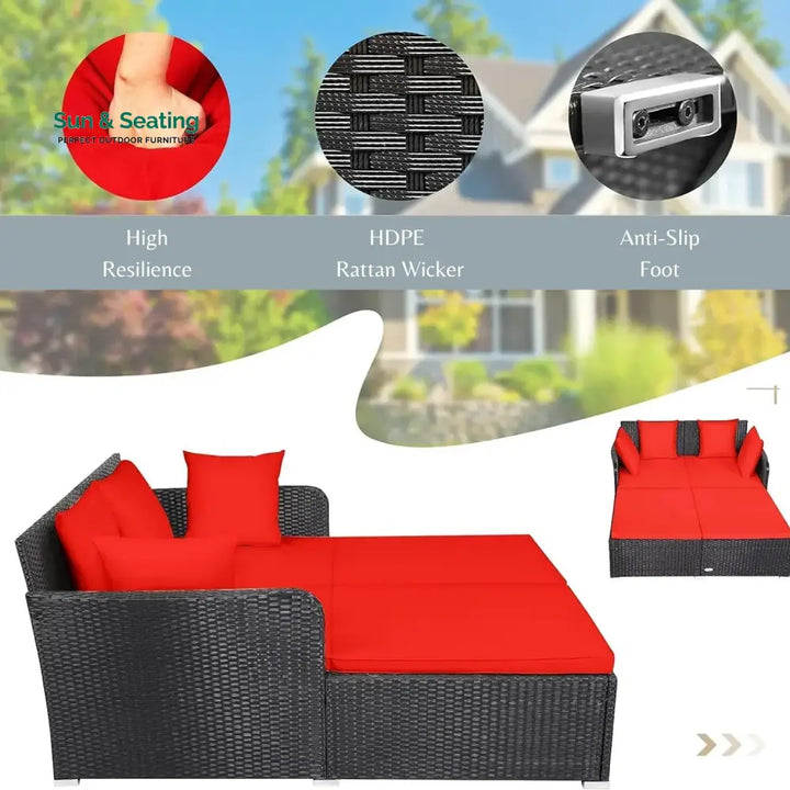 Jacinta Outdoor Patio Double Seater Daybed For Garden Poolside Daybed