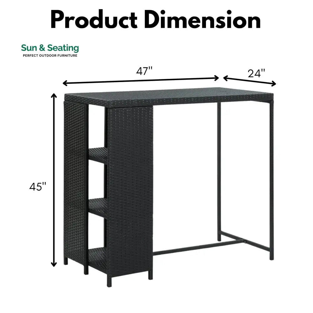 Jacinta Outdoor Rattan Wicker Bar Table with High-Top Design Bar Table