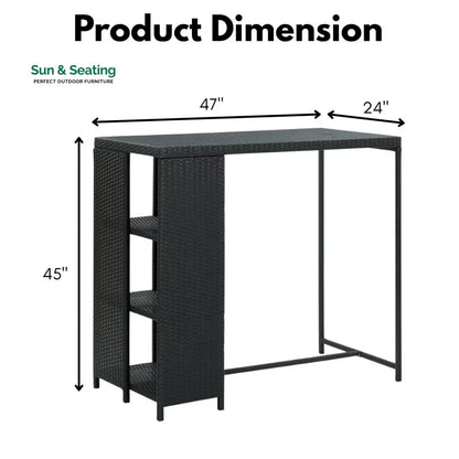 Jacinta Outdoor Rattan Wicker Bar Table with High-Top Design Bar Table