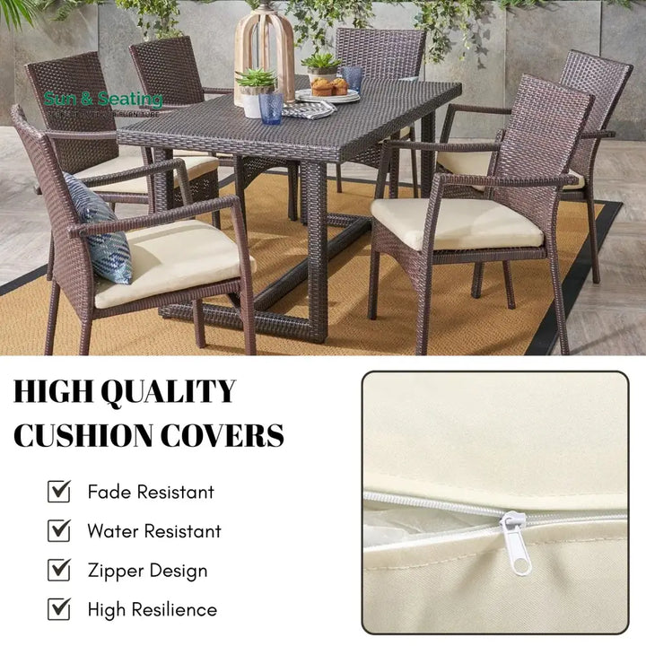 Janhavi 7-Piece Outdoor Rattan Wicker Dining Set Dining Set