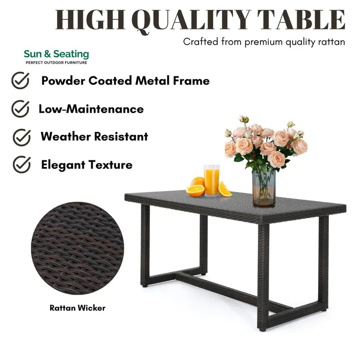 Janhavi 7-Piece Outdoor Rattan Wicker Dining Set Dining Set