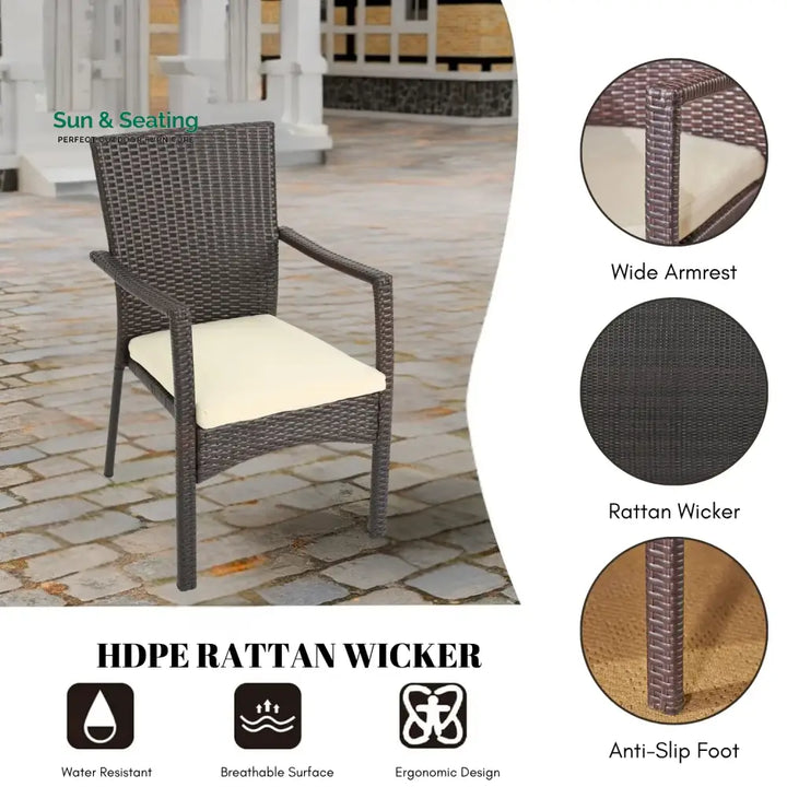 Janhavi 7-Piece Outdoor Rattan Wicker Dining Set Dining Set