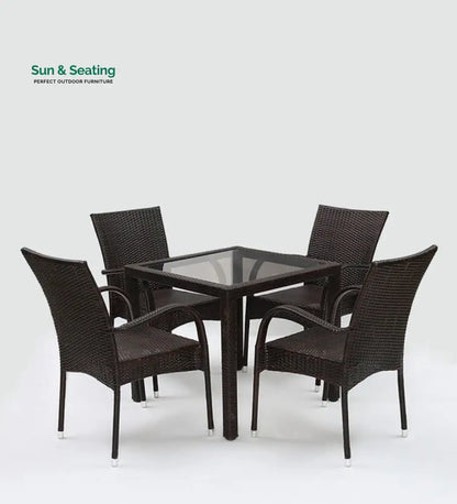 Jank Outdoor Patio Seating Set 4 Chairs and 1 Table Set (Dark Brown) Coffee Table Sets