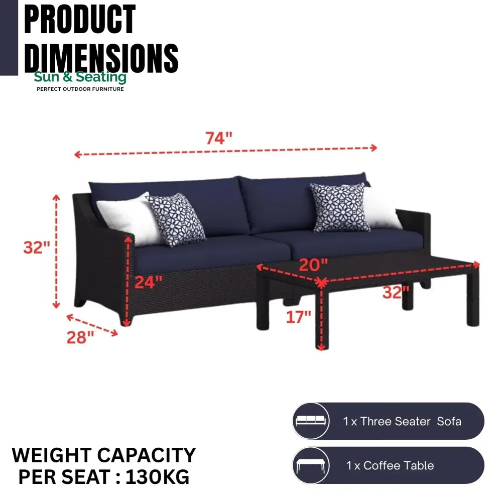Jaya Outdoor All-Weather Rattan Wicker Three Seater Sofa Sofa Set