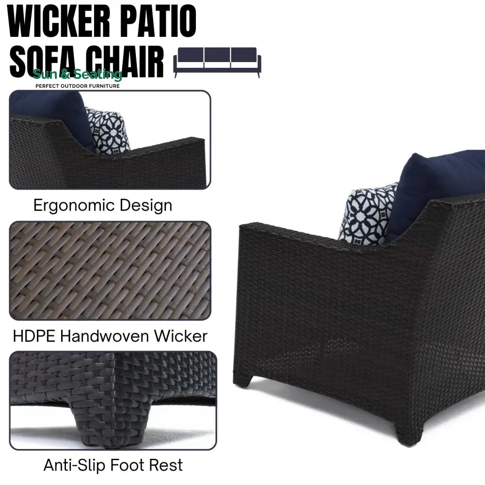 Jaya Outdoor All-Weather Rattan Wicker Three Seater Sofa Sofa Set