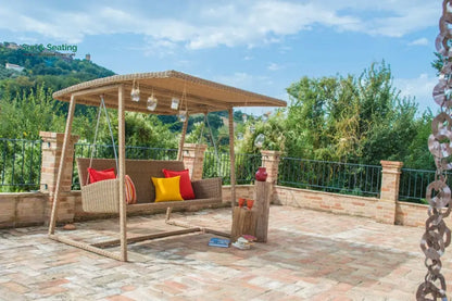 Jazz Three Seater Hanging Swing With Stand For Balcony Garden Swing (Tan) Swings