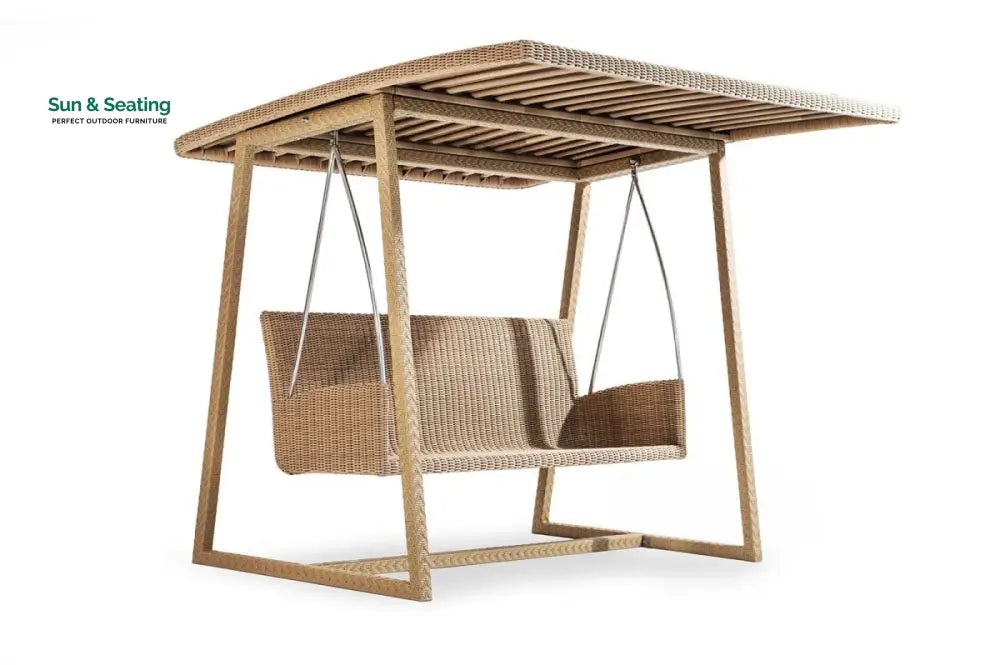 Jazz Three Seater Hanging Swing With Stand For Balcony Garden Swing (Tan) Swings